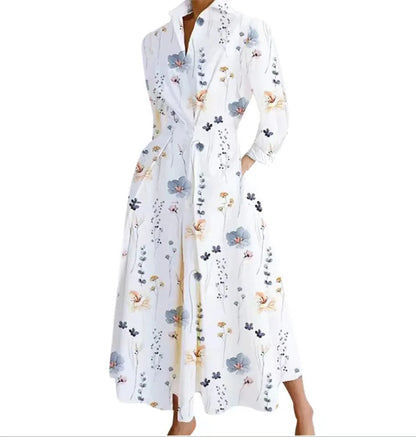 Plus Size Summer Shirt Dress  Elegant Oil Painting Style