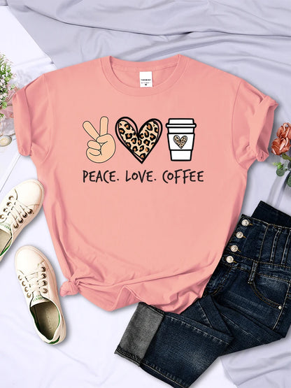 Peace Love Coffee Graphic Tee for Women