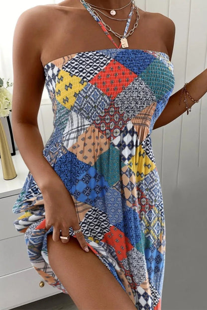 Floral Halter Neck Shirred Dress Spring & Summer