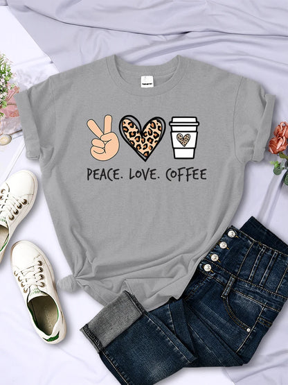 Peace Love Coffee Graphic Tee for Women
