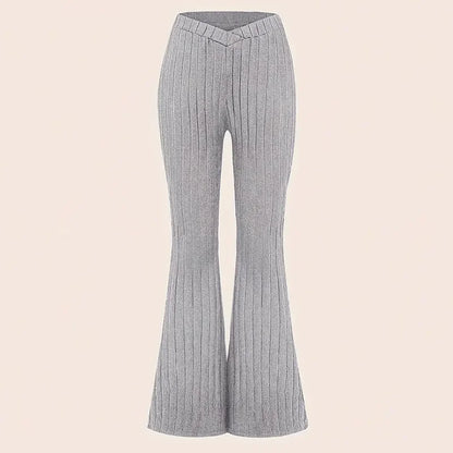 Women's Ribbed Flare Pants Slim Fit, Spring/Fall Casual