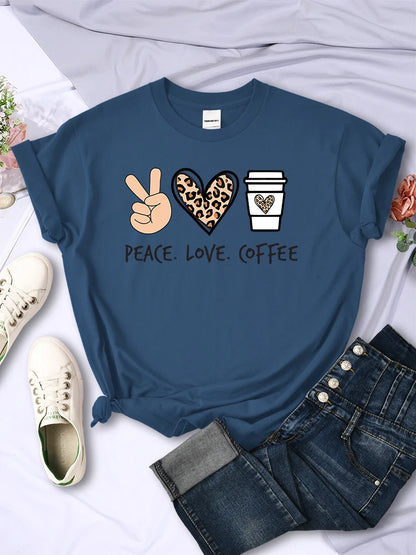 Peace Love Coffee Graphic Tee for Women