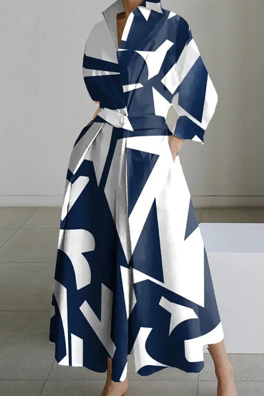 Plus Size Summer Shirt Dress  Elegant Oil Painting Style