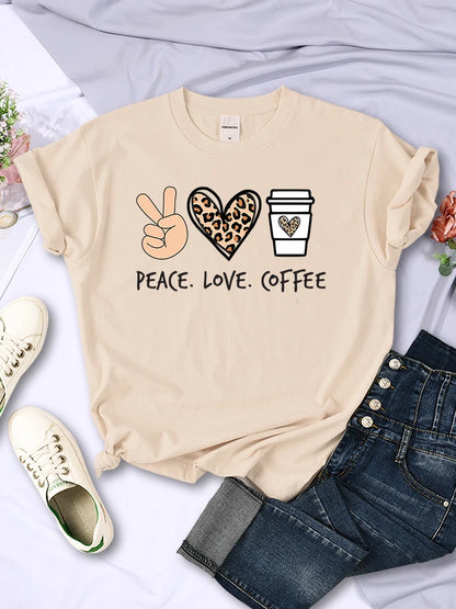 Peace Love Coffee Graphic Tee for Women
