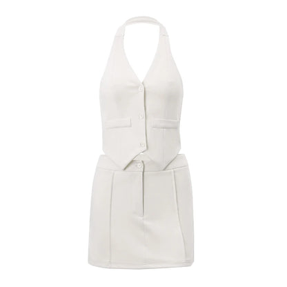 Candyhot Retro V Neck Sleeveless Tank & High Waist Bodycon Skirt Set
