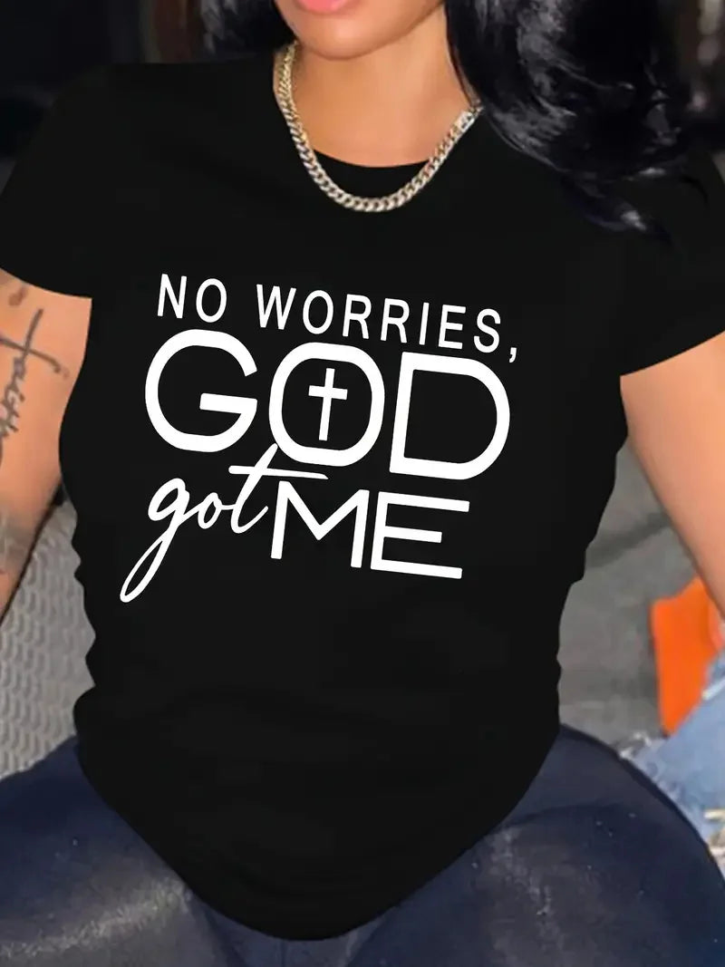 Women’s Letter Print Crew Neck T Shirt Casual Short Sleeve for Spring & Summer