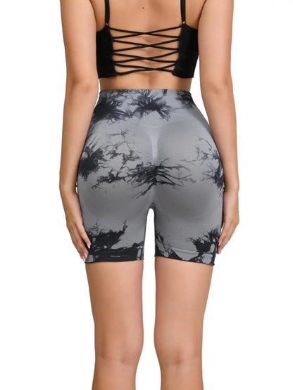 Tie-Dye High Waist Seamless Fitness Shorts for Women