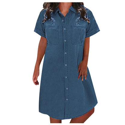 Women’s Summer Denim Shirt Dress Casual & Office Wear