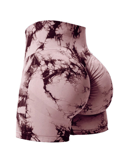 High Waist Tie Dye Butt Lifting Summer Sport Shorts for Women