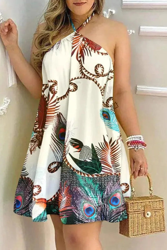 Floral Boho Backless Halter Dress Spring/Summer Women’s Wear