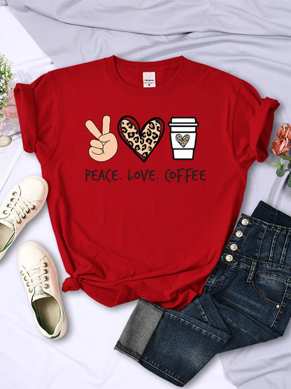 Peace Love Coffee Graphic Tee for Women