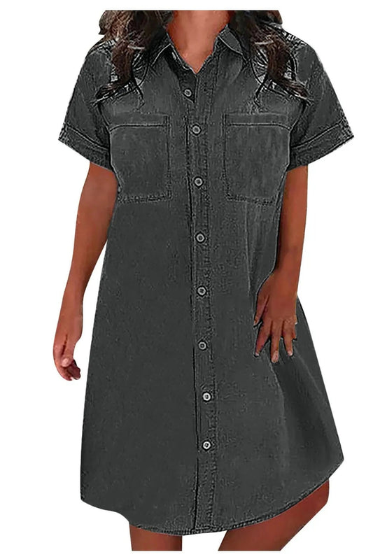Women’s Summer Denim Shirt Dress Casual & Office Wear