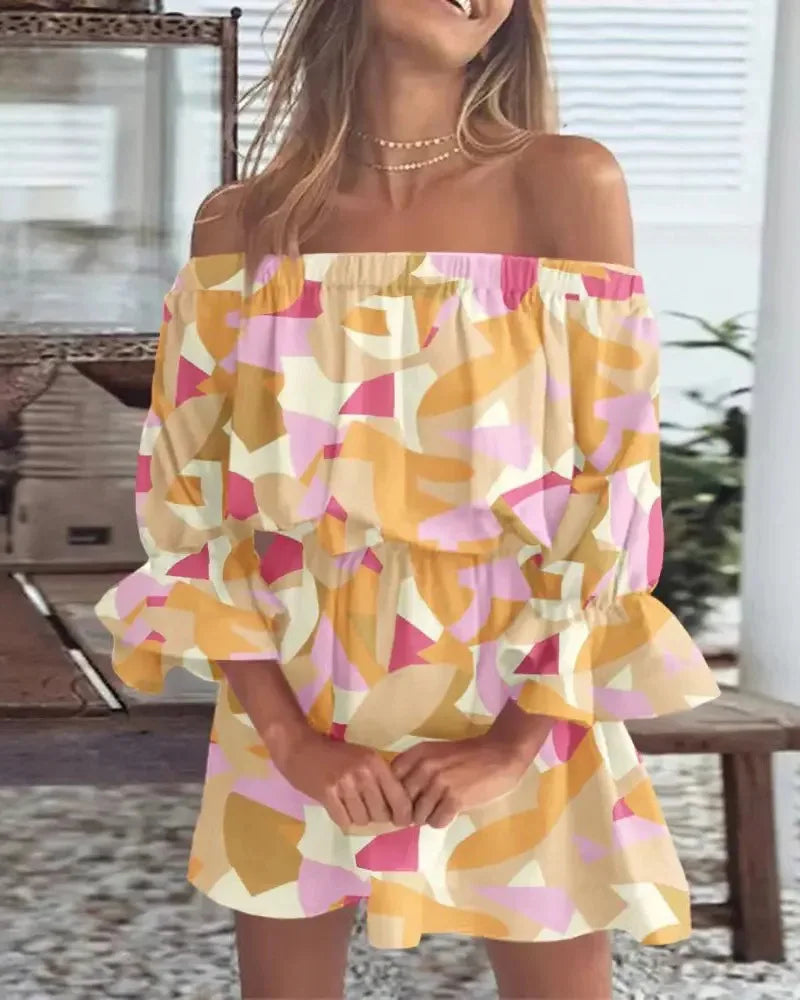 Women’s Summer Off Shoulder Floral Boho Backless Top